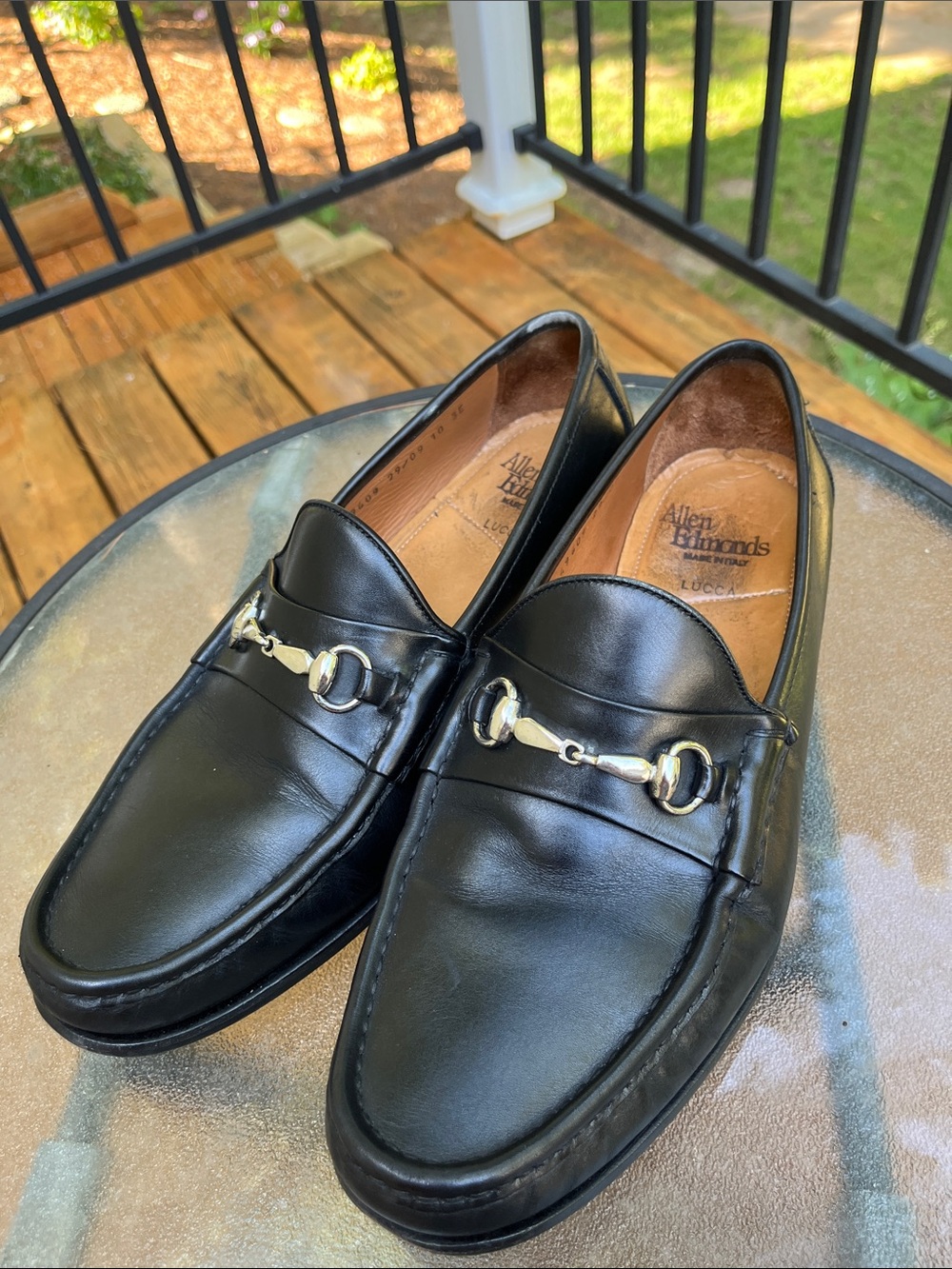 Allen Edmonds Black Leather Bit Loafers with Silver Horsebit